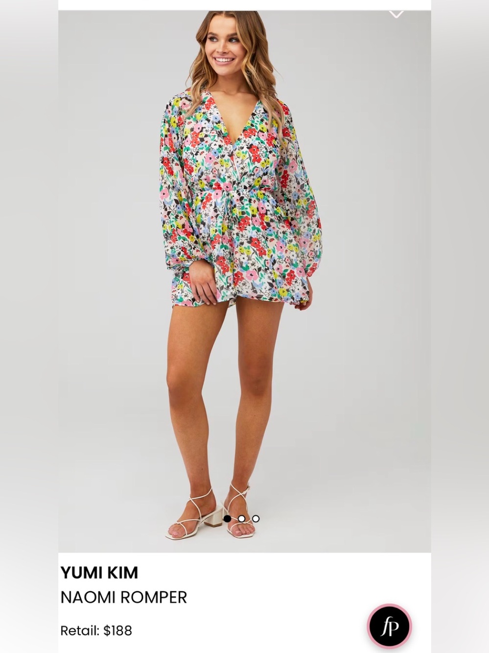 Yumi Kim White Floral Wrap Mini Dress with Multi-Color Print